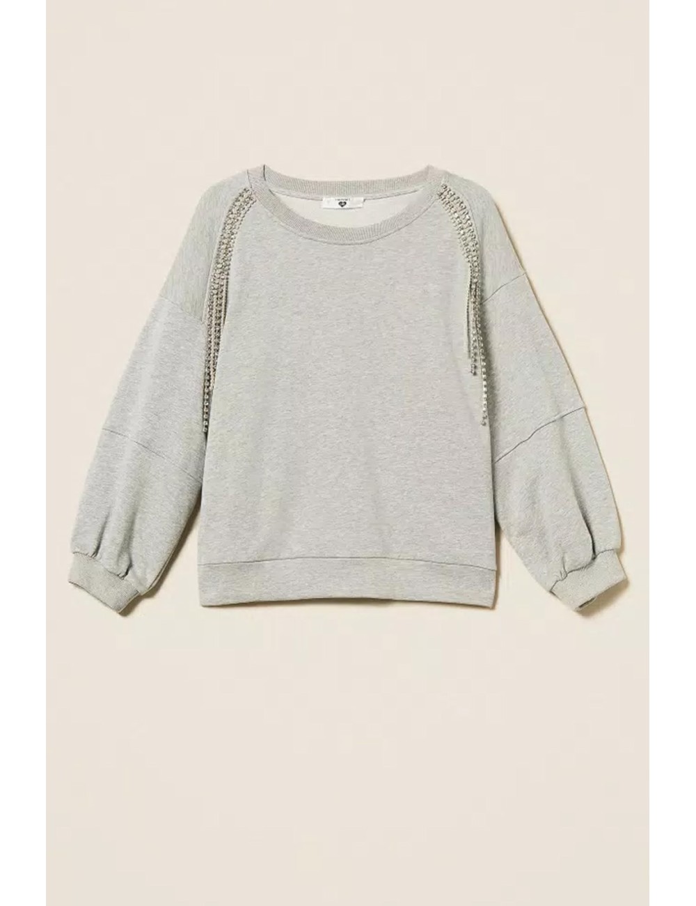 Twinset - felpa con catene di strass e perle 252li2mcc 00082