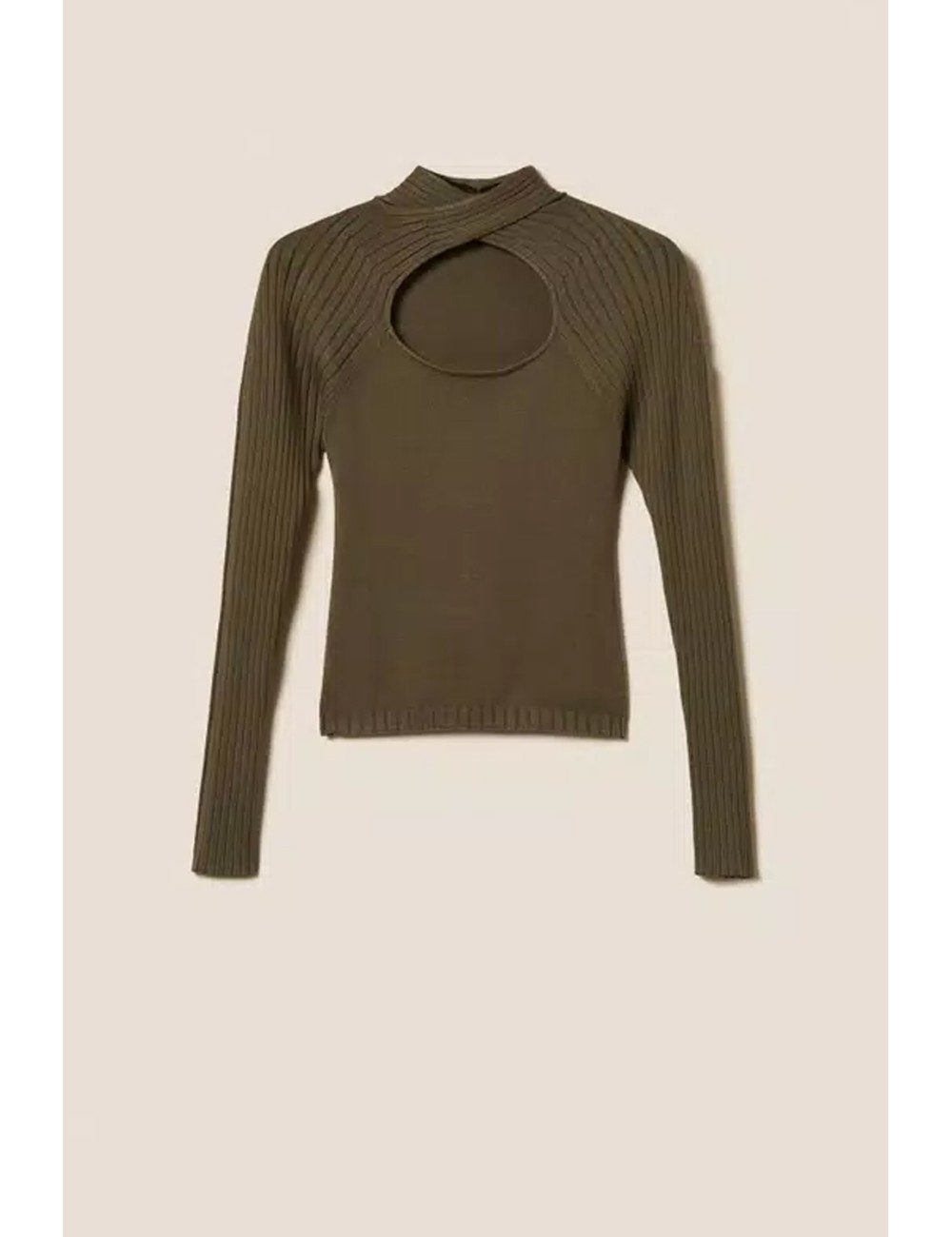 Twinset - maglia fitted con cut-out 252li3fdd 12655 green olive