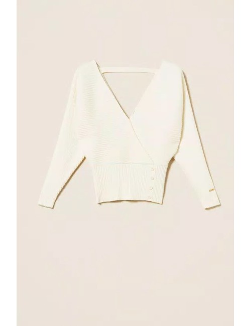 Twinset - maglia con incrocio a costine 252li3qbb 00526