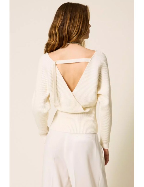 Twinset - maglia con incrocio a costine 252li3qbb 00526