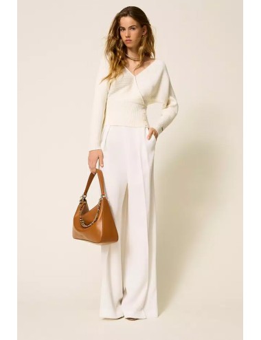 Twinset - maglia con incrocio a costine 252li3qbb 00526