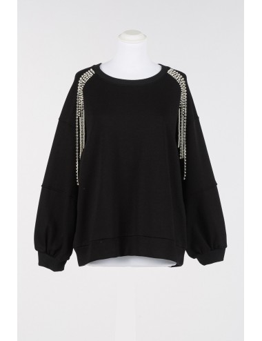 Twinset - felpa con catene di strass e perle 252li2mcc 00006