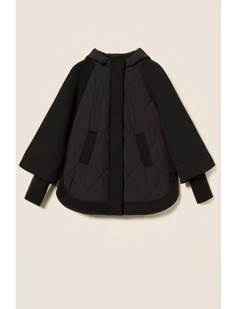 Twinset - caban in tessuto scuba e nylon 252li2caa 00006 nero