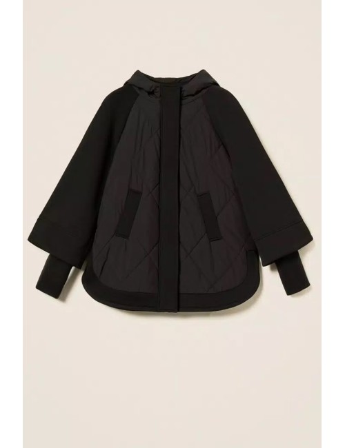 Twinset - caban in tessuto scuba e nylon 252li2caa 00006 nero