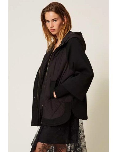 Twinset - caban in tessuto scuba e nylon 252li2caa 00006 nero