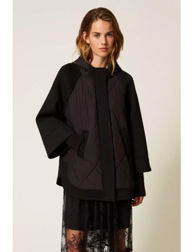 Twinset - caban in tessuto scuba e nylon 252li2caa 00006 nero