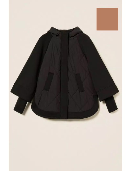 Twinset - caban in tessuto scuba e nylon 252li2caa 00044 camel