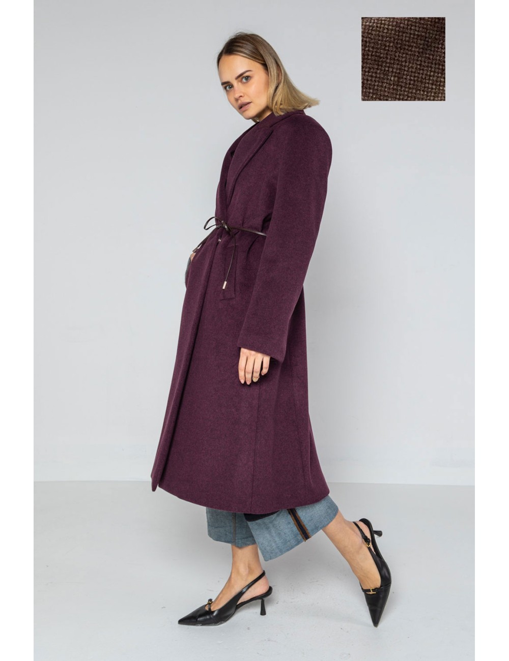 Lokita - cappotto lungo tessuto diagonale  bicolor 1194 lok07893 beige