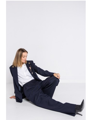 Lokita - giacca tessuto diagonale con spille 1194 lok07902 blu