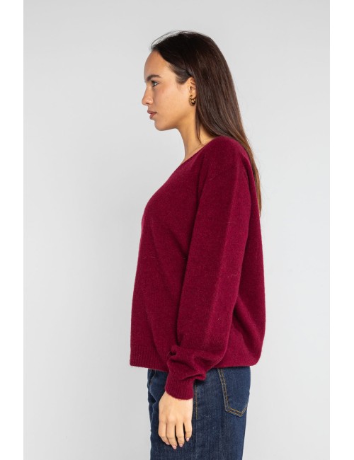 Lokita - pullover scollo a v 1253 lok0910 burgundy