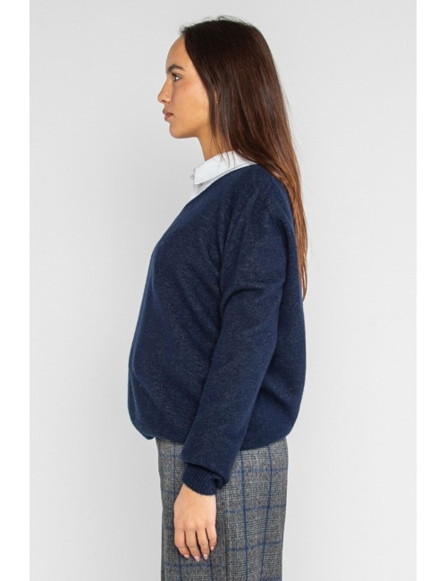 Lokita - pullover scollo a v 1253 lok0910 blu