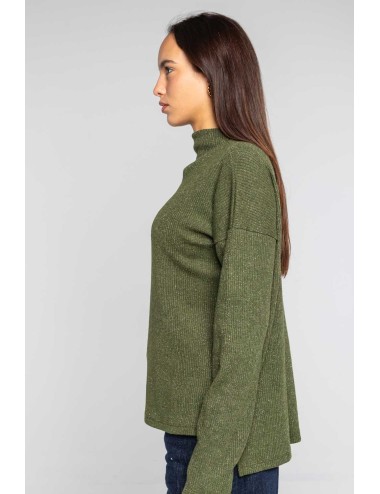 Lokita - maglia scollo cratere in costina filo lamè 999 lok10927 verde