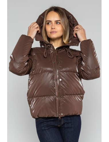 Lokita - piumino corto tessuto gommato 1281 lok26167 moro