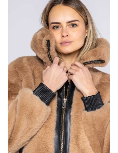 Lokita - pelliccia sintetica tessuto combinato 1116 lok581 beige