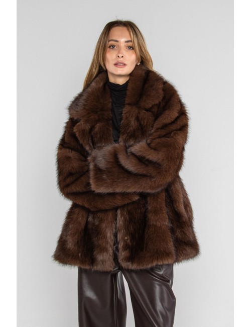 Lokita - ecopelliccia over con rever 1211 lok8312 moro