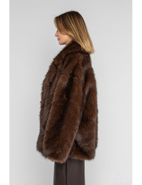 Lokita - ecopelliccia over con rever 1211 lok8312 moro