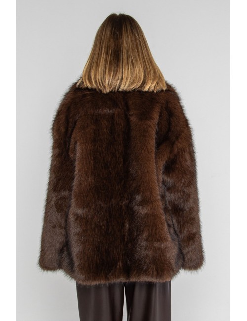 Lokita - ecopelliccia over con rever 1211 lok8312 moro