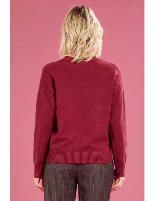 Fresh flower - maglia girocollo  ff612 borgogna