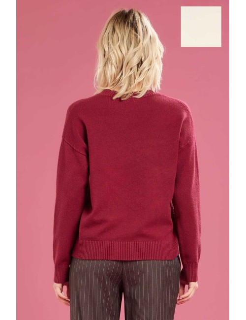 Fresh flower - maglia girocollo  ff612 panna