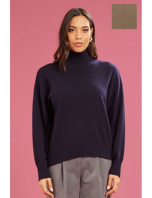 Fresh flower - maglia vulcano ampio misto cashemire ff638 tortora