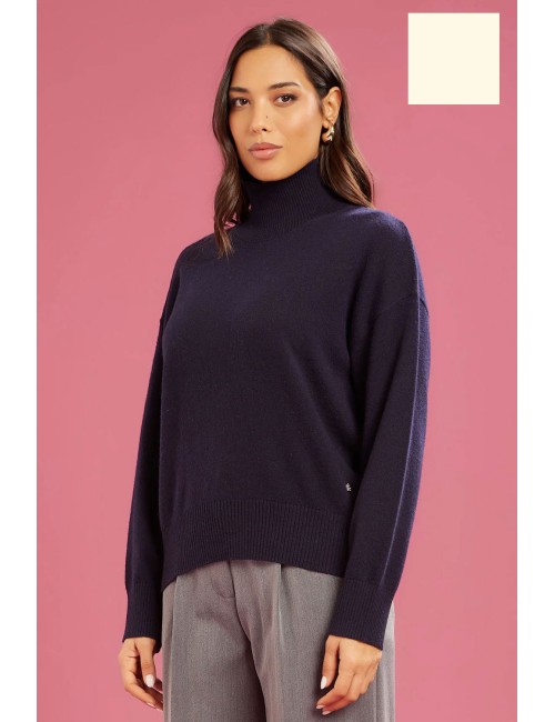 Fresh flower - maglia vulcano ampio misto cashemire ff638 panna