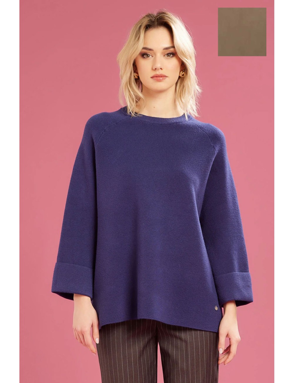 Fresh flower - girocollo maglia chiusa ff651 tortora