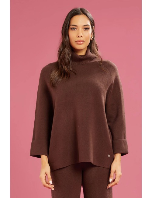 Fresh flower - dolcevita maglia chiusa ff652 cioccolato