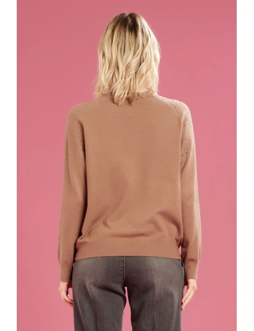 Fresh flower - girocollo c.applicaz. a cascata ff679 tortora