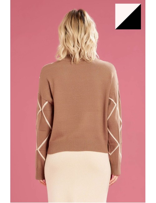 Fresh flower - maglia vulcano rombi ff743 nero/panna