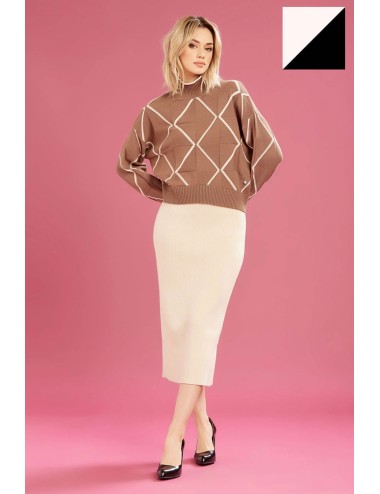 Fresh flower - maglia vulcano rombi ff743 nero/panna