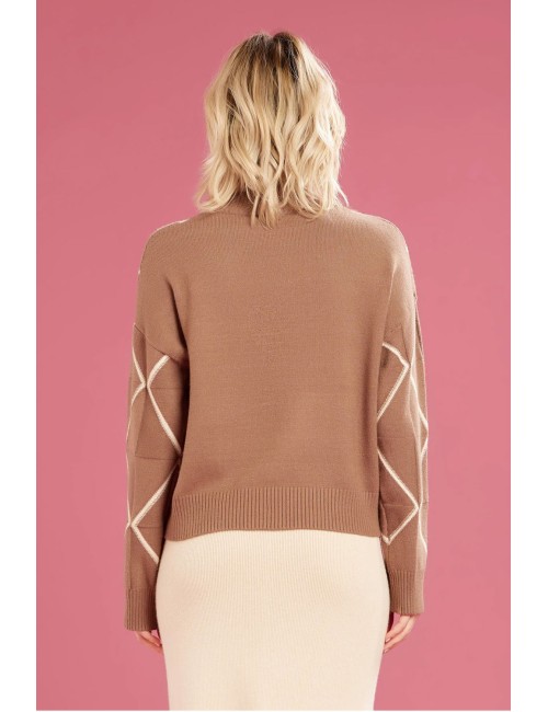 Fresh flower - maglia vulcano rombi ff743 panna/tortora