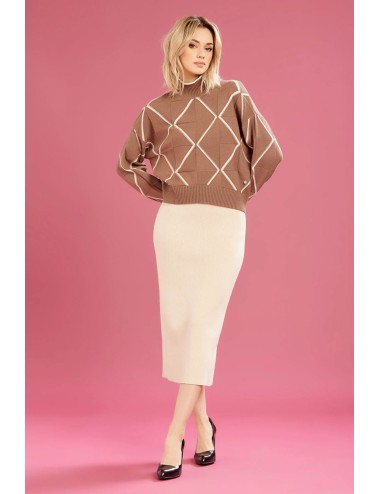 Fresh flower - maglia vulcano rombi ff743 panna/tortora