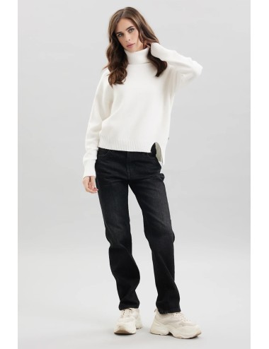 Take two - dolcevita con spacco viscosa dt00319 panna