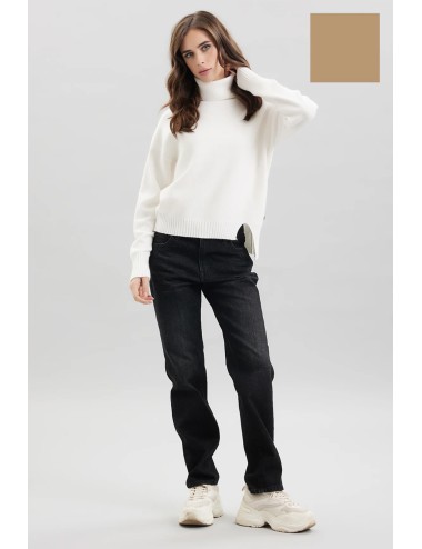 Take two - dolcevita con spacco viscosa dt00319 tortora