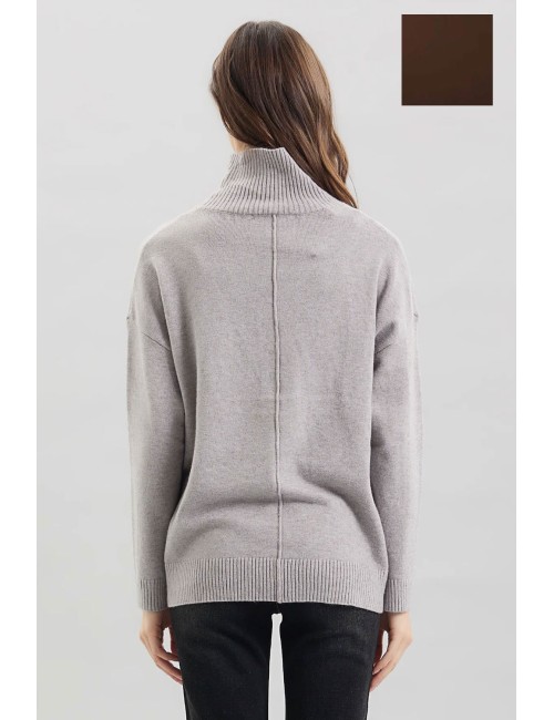 Take two - lupetto con nervatura viscosa dt00375 moro