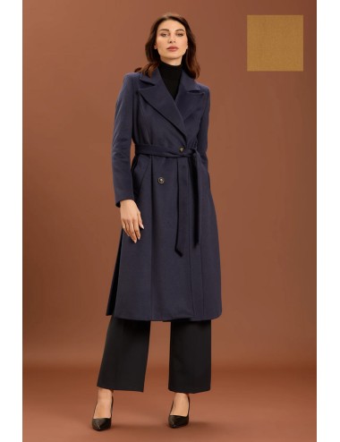 Take two - cappotto lungo con cinta dt01223 cammello