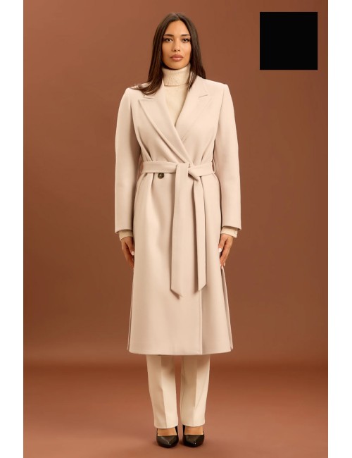 Take two - cappotto con cinta e punto mf dt01245 nero