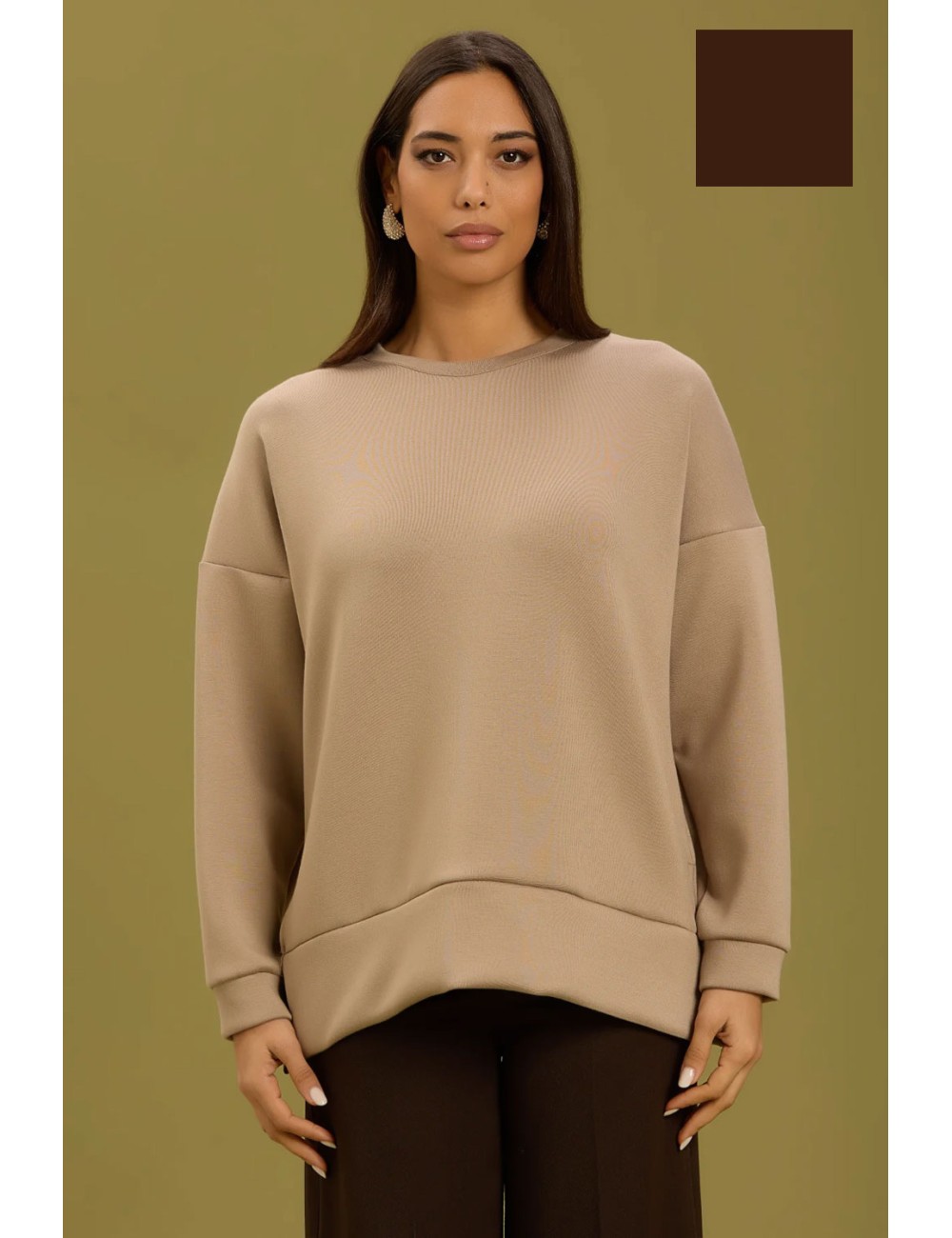 Take two - felpa con spacchetti laterali dt01304 moro