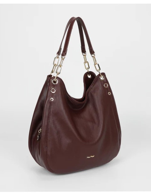 Mimi muà - borsa hobo con dettaglio occhielli m8-y201222 mosto