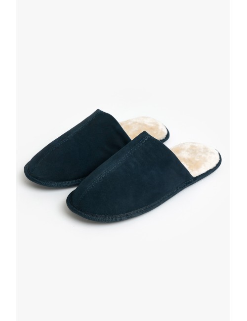 Admas - pantofole da uomo in pelle scamosciata blu navy 69045-0-0216 navy