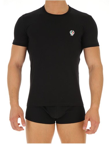 T-shirt girocollo jersey cotone bielastico n8a03j o0020 nero