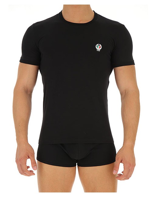 T-shirt girocollo jersey cotone bielastico n8a03j o0020 nero