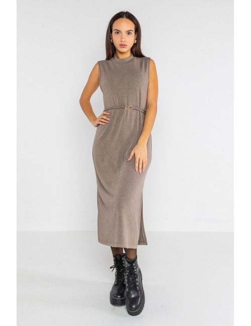 Lokita - abito longuette in maglia 1214 lok1885 fango