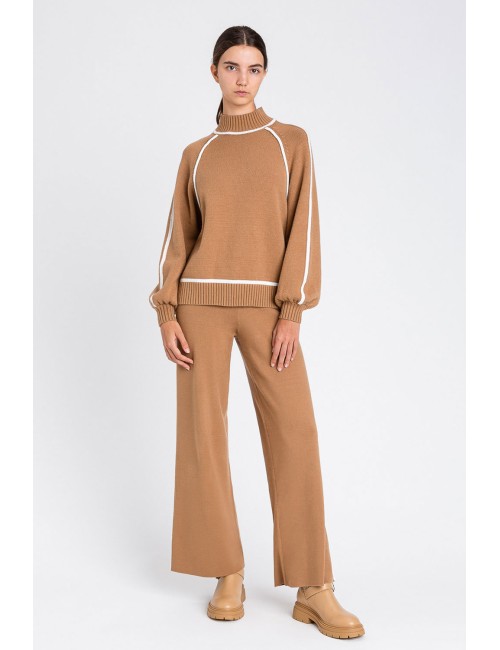 Twinset - pantalone bic. camel/off white 252li3naa 12725