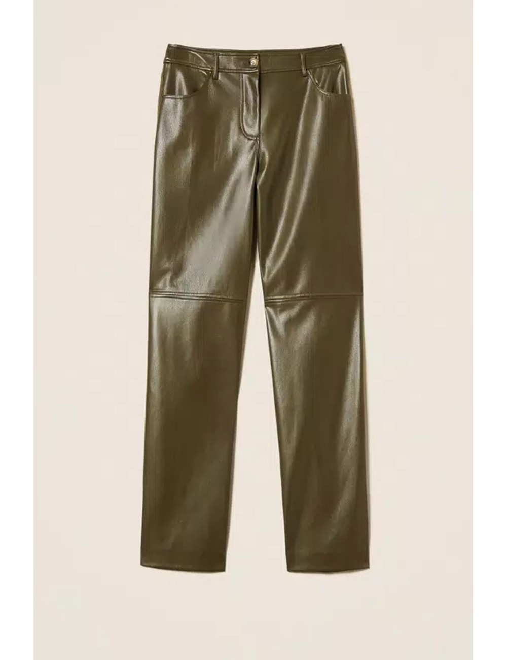 Twinset - pantaloni a sigaretta effetto pelle 252li2ebb 12655 green olive