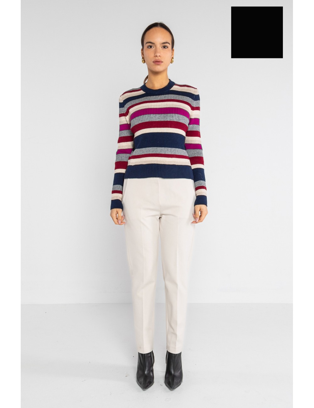 Lokita - pantalone dritto in punto milano 1283 lok022 nero