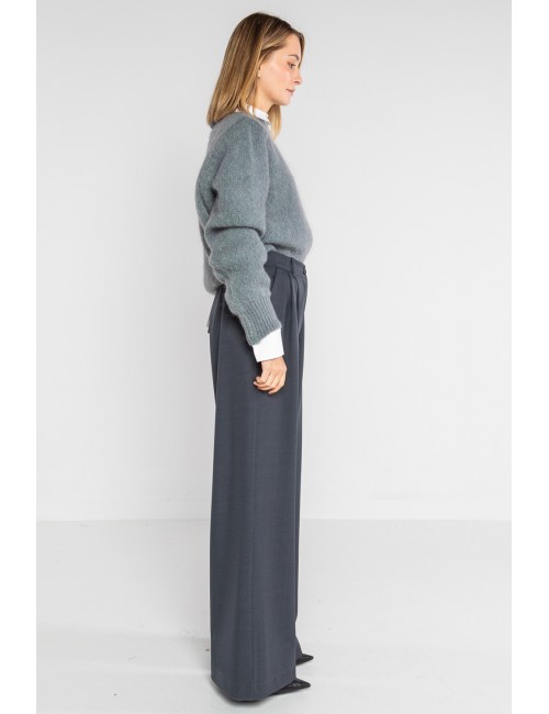 Lokita - pantalone palazzo tessuto diagonale 1194 lok07903 blu