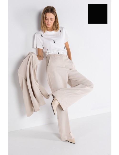 Lokita - pantalone palazzo basic in poly viscosa 1194 lok07905 nero