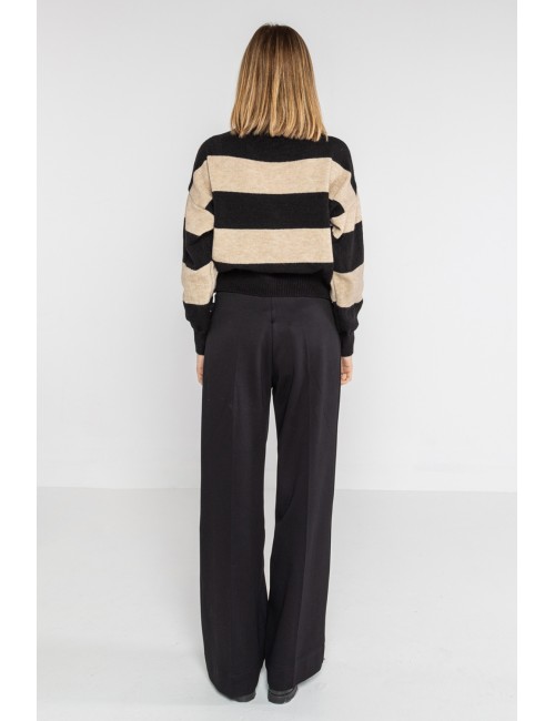 Lokita - pantalone crop in punto roma diagonale 147 lok133pr nero