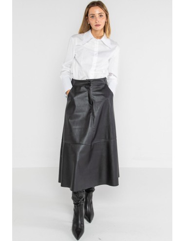 Lokita - gonna midi a ruota in ecopelle 1209 lok566 verde bottiglia